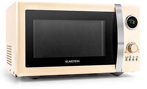 Klarstein Fine Dinesty Retro Encimera Solo - Microondas (Encimera, Solo microondas, 23 L, 800 W, Botones, Giratorio, Crema de color)