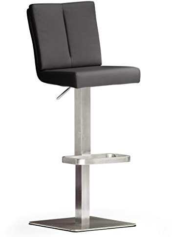 Robas Lund Barhocker Schwarz mit Lehne Barstuhl drehbar 180 Grad, Hocker höhenverstellbar, PU BRU.NI