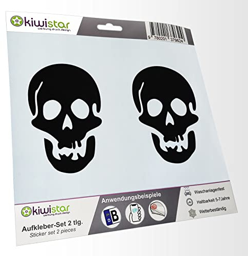hauptsachebeklebt - 2X Kennzeichenaufkleber -Totenkopf - Todessymbol Aufkleber für Auto, Laptop, Fahrrad, LKW, Motorrad Mehrfarbig JDM Decal Racing