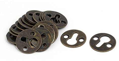 sourcing map 20 Stück Bildaufhänger Metall Bilderrahmen Aufhänger Set mit Schrauben 25 mm Durchmesser Runde Form Schlüssellochhalterung Bilderhaken, Bronze