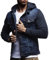 Leif Nelson chaqueta con capucha chaqueta de mezclilla de los hombres LN-5615 Azul Medium