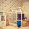 Holzbett „Montessori“ aus Kiefernholz, Montessori-Bett, Bodenbett, Holzbett, Tipi-Bett