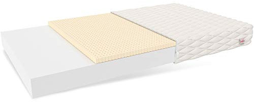 FDM Baby Classic Schaumstoffmatratze 90 x 160 cm Latex Matratze Babymatratze Härtegrade H2/H3 (Mittelweich/Mittelhart) 8 cm Höhe Zweiseitig Abnehmbarer Bezug Waschbar