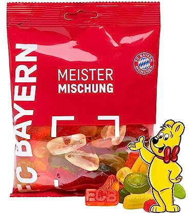 FC Bayern München Fruchtgummi - Meistermischung - 200g | Gummibären | FCB | Gummibärchen Plus gratis 1 x Autogrammkarte unserer Wahl