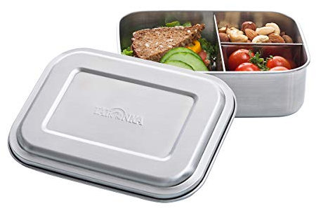 Tatonka Edelstahl Brotdose Lunch Box 3 1000 ml - Brotbox mit drei Fächern - schadstofffrei / BPA-frei und spülmaschinenfest, durchsichtig