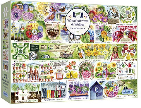 Wheelbarrows & Wellies | 1000 Piece Jigsaw Puzzle | Val Goldfinch | Nostalgic Garden Puzzle | Sustainable Puzzle for Adults | Premium 100% Recycled Board | Great Gift for Adults | Gibsons Games