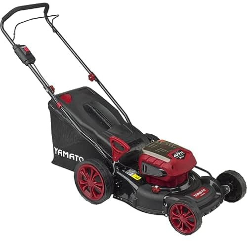 YAMATO RASAERBA A BATTERIA - LITIO CGLM 40 BL per prati fino a 500 m². Cesto raccoglierba: 50 L. Peso: 15 kg