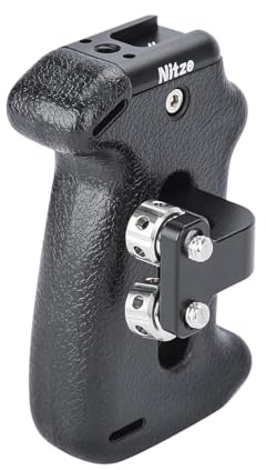 Nitze Mini Side Handle with Dual 1/4 Screws,Aluminum Camera Cage Handgrip for Left and Right Direction, Up and Down Adjustable, with Built-in Cold Shoe and Threaded Hole -PA22-H2
