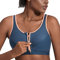 SYROKAN Damen Sport BH Starker Halt - Vorderverschluss Ohne Bügel Und Einlagen für Nach Brust OP Fitness Lauf Yoga Tiefes Blau 85D
