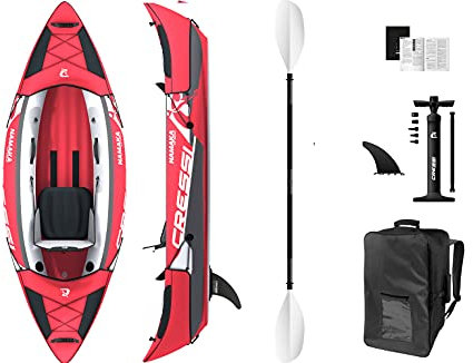 Cressi Unisex-Adult Namaka Single Seat Ikayak Set 8'2'' Aufblasbares Kajak mit dreifacher Luftkammer und verstellbaren Sitzen, Rot, One Size