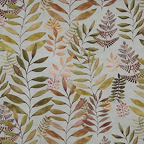 Kt KILOtela - Tela de Loneta Estampada Digital, Half Panamá Algodón, Decoración, Tapizar Sillas, Cojines, Sofá, Manteles, Bolsos, 100 cm Largo x 280 cm Ancho, Plantas Salvia, Verde, Rosa ─ 1 metro