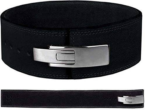 Gewichthebergürtel Powerlifting Gürtel für Bodybuilding, Krafttraining, Gewichtheben Weightlifting Lever Belt 10-13 mm thick für Damen und Herren mit Stahl Schnalle S-2XL (Schwarz, L)