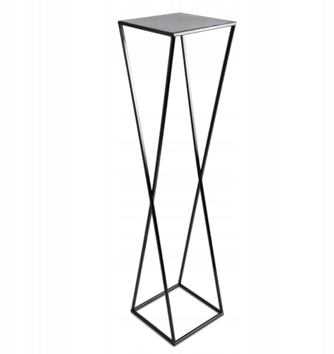 HowHomely Blumenständer Metall Schwarz 100 cm Hoch - Solider und Robuster Blumenhocker Metall - Pflanzenständer mit Geometrischem Design für die Dekoration in Wohnzimmer