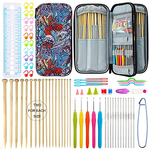 KOKNIT All Inclusive Bastel-Starter-Set, professionelles handgefertigtes Werkzeug-Set enthält Stricknadeln, Häkelnadel, Zubehör und Aufbewahrungskoffer für Erwachsene und Kinder