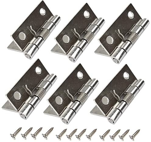 Lot de 6 charnières de porte à ressort de 3,8 cm, charnières de fenêtre robustes en acier inoxydable 304 pour portes intérieures et extérieures