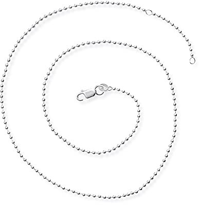Drachenfels Feine Kugelkette aus Sterlingsilber mit Karabinerverschluss in der Länge 42 + 45 cm/Halskette aus 925 Echtsilber für Damen/D KK 56/AG