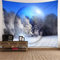 Banemi Deko Hängend Weihnachten, Schneebaumblasen und Sonnenlicht Blau Weiss Polyester Wandbehang Ideen 150X130cm