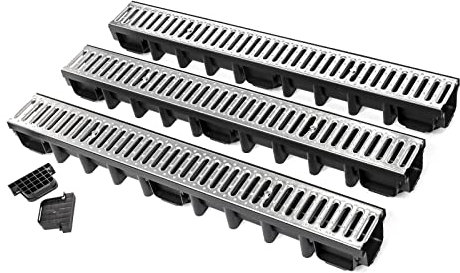 HYDROTEC Entwässerungsrinne SELFline mit verzinktem Stahlrost 3er Set Klasse A15 3 Meter