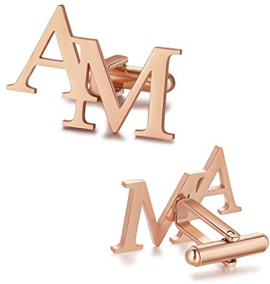 Jeweidea Personalisierte Herren Hemd Manschettenknöpfe mit Gravur Initialen Alphabet 1 Paar Namen Herren Manschettenknöpfe Edelstahl für Papa Bräutigam Hochzeit Weihnachtsgeschenke Vatertagsgeschenke