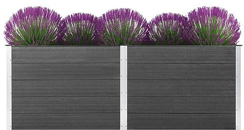 ZEYUAN Garten-Hochbeet, Pflanzkübel, Kräuterbeet, Hochbeete-kit, Schneckenzaun, Pflanztrog, Pflanzgefäße, Pflanzfolie Für Hochbeet,Teichbecken, 250 x 50 x 91 cm WPC Grau