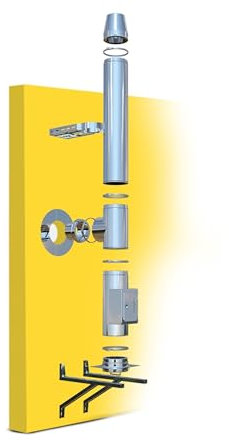 Edelstahlschornstein Oskar Ø 150mm Bausatz Länge 3,2m Kamin Komplettsatz 25mm Isolierung 0,5mm Wandstärke Wandabstand 200-400mm, Innovative Verbindungstechnik, Einfache Montage, Lange Haltbarkeit