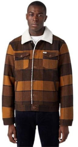 Wrangler Wool Trucker - Giacca da uomo, Check giallo, XXL