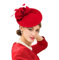 Vintage Pillbox Cap Fascinatoren Pferderennen Festival Hüte für Frauen Hochzeit Elegant Kirche Wollfilz Schlappe Fedora, Rot/Ausflug, einfarbig (Getaway Solids), Medium