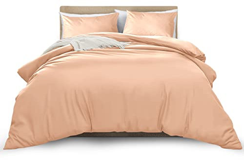 MOONLIGHT20015 Bettwäsche-Set für Einzelbett, pfirsichfarben, einfarbig, weich, mit 1 passenden Kissenbezug