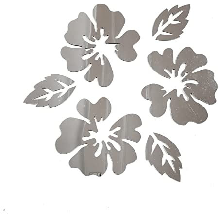 VIERSHU Miroir Stickers Muraux Fleurs Decoration Murale Salon Moderne Autocollant Mural Sticker Salle de Bain Miroir Fleurs Deco Argent