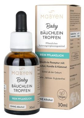 MABYEN Baby Bäuchlein Tropfen, pflanzliches Nahrungsergänzungsmittel, 30ml | Ab Geburt geeignet, mit Fenchel, Kümmel und Kamille, alkoholfrei, laktosefrei, glutenfrei, vegan, einfache Dosierung