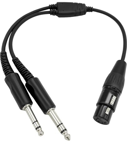 WODASEN Aviation Headset Adapter AB-GA 5 Pin Female Airbus XLR to GA Dual Plug Connector Cable for Pilot Helicopter General Aviation Twin Plug Headphone Adaptor