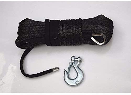 LERORA Abschleppseil Schwarz 10mm * 30m Seilwinden Seil Amp;3/8 Hook, Synthetic Winch Kabel, Off-Road-Seil, Plasma Winch Kabel