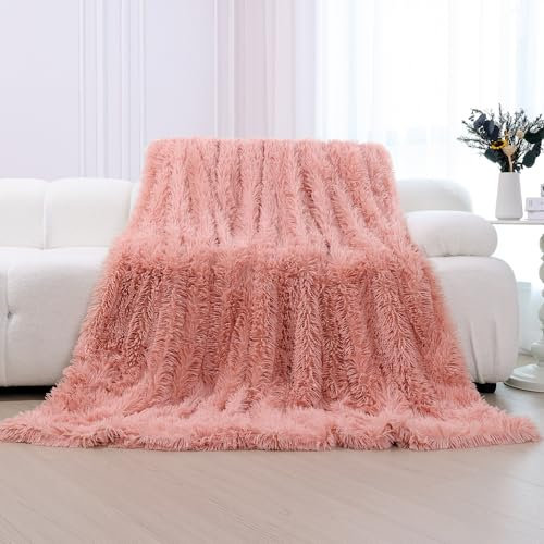 KANKAEU Kuscheldecke Flauschig 160×200 cm, Super Weich & Warme Decke, Pfirsichrot Kuscheldecke, Fleecedecke, Sofadecke, Tagesdecken, Couchdecke