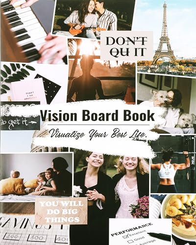 Vision Board Book – 1200+ inspirierende Bilder und Zitate Vision Board Kit zum Visualisieren, Manifestieren, Planen, Träumen Sie Ihre Lebensziele, 116 Seiten Vision Board Zubehör für ClipArt-Bücher
