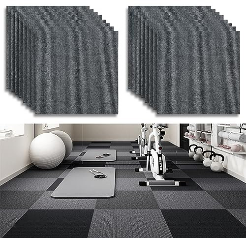 maxant Self Adhesive Floor Tiles, PVC Flooring Planks, Waterproof Flooring Tile, Peel and Stick Floor Tiles, Floor Sticker for Kitchen Bathroom Living Room, 30 * 30cmX4mm (Dark grey 16pcs)