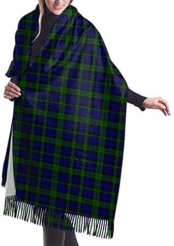 GQWJKSZ Scotland Black Watch Campbell Tartan Damen Long & Wide Clan Renton Tartan Cashmere Feel Schal Wickelschal Winter Warmer Schal 77 x 27 Zoll