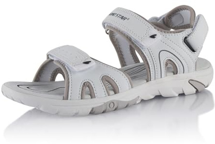 Fusskleidung® Damen Herren Trekkingsandalen leichte Sommer Sandalen robuste Profilsohle Weiss Grau EU 39
