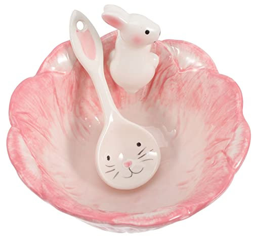 NAMOARLY 1 Set Ceramic Rabbit Bowl Japanese Ramen Bowl Easter Tableware Ice Cream Bowls Easter Rabbit Bowl Kids Bowls Porridge Bowl Ceramic Cabbage Bowl Household Ceramics Pudding Bowl