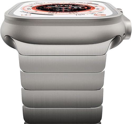 Original Titanio Metal Correa Compatible con Apple Watch Correas 49mm 46mm 45mm 44mm 42mm 41mm 40mm 38mm, Hombres Mujeres Metal Coreas para iwatch Series Ultra/Ultra 2, SE, 10 9 8 7 6 5 4 3 2 1