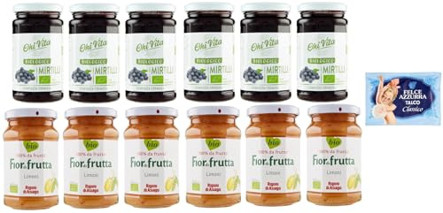 12er-Pack Testpaket Marmelade Ohi Vita Blaubeer + Rigoni di Asiago Zitronen,Cremiges Fruchtkompott,250g Glas + 1er-Pack Kostenlos Felce Azzurra Talkumpuder, 100g-Beutel