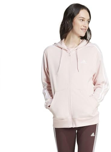 adidas Essentials Sweat à Capuche zippé en Tissu éponge 3 Bandes pour Femme, Sanpin, M