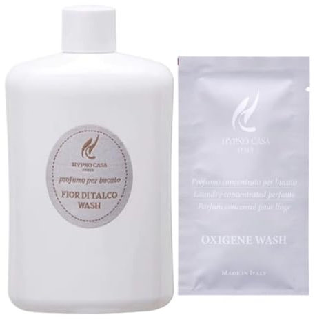 Hypno Casa - Profumo Concentrato per Bucato Made in Italy, per Lavatrice e a Mano - 400 ml + 1 Bustina Omaggio da 10 ml. (Fior di Talco Wash)