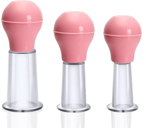 YILINNA 3 Pcs Silicone Facial Cupping Therapy Set Vacuum Massage Cup Kit Body Cupping Cup Set for Face Neck Back Eyes Massage Vacuum Cans Suction Anti Cellulite Massager Health Care