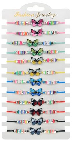 GVEYIQK 12 pièces bracelet amitié fille, bracelets papillon bracelet tressé réglable ensemble de bijoux chaîne papillon fête d'anniversaire anniversaire d'enfant