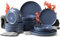 Konsimo. Geschirrset 6 Personen - VICTO Teller Set Modern 18 Teilig - Tafelservice & Geschirrsets - Kombiservice 6 Personen - Steingut Service für Familie - Geschirr Blau - Plates - Essgeschirr