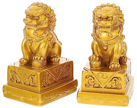 FUNOMOCYA 1 Paio ornamento del home decor decorazione casa statue da esterno in cemento scultura del statua decorazione a forma di decorazione desktop resina Golden