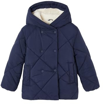 Vertbaudet Mädchen Kapuzen-Steppjacke mit Teddyfleece-Futter, Wattierung Recycling-Polyester marine 92/98