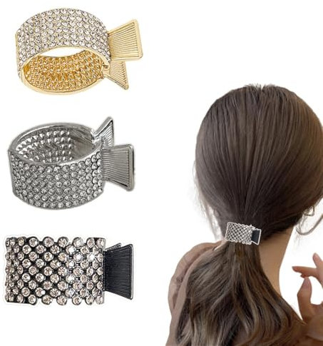 ZEPIQOR Pince Cheveux Femme Métal, Pince a Cheveux pour Queue de Cheval Haute Pinces à Cheveux Mode Accessoires Cheveux (Or, Argent, Noir)