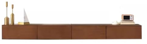 Easnuroz TV-Ständer 150–300 cm Wand-TV-Möbel Mit Schrank Wandmontierter TV-Ständer Aus Massivholz Mit Medienkonsole Für Wohnzimmer Und Büro(Brown,200 * 24 * 20cm)