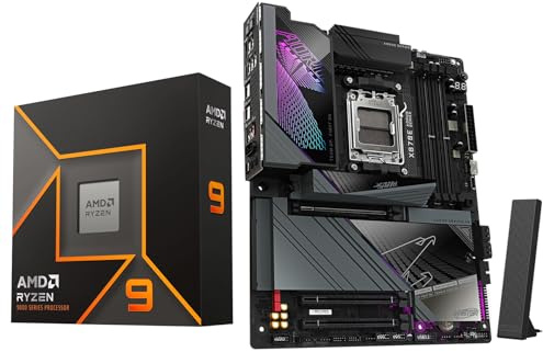 Micro Center Processore CPU AMD Ryzen 9 9900X con scheda madre GIGABYTE X870E AORUS Master (ATX, DDR5, 4X M.2, PCIe 5.0, USB4, WIFI7)